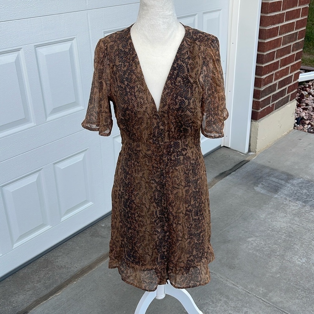 Abercrombie & Fitch Animal Print Brown Midi Dress Size Medium